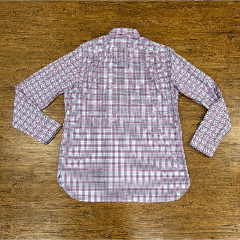 Polo Ralph Lauren Pink Plaid Stretch Casual Long Sleeve‎ Button Up Shirt Men's L